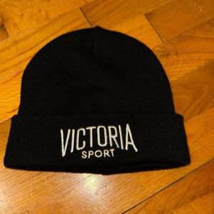 Victoria Sport black beanie toboggan headgear hat cap winter OSFM VS